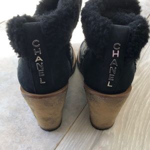 Chanel shearling booties